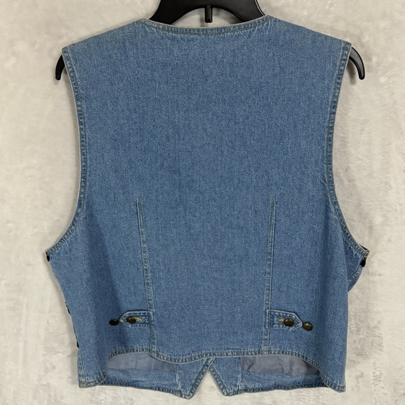 Vintage Lizwear Embroidered Denim Vest Size L Western Grunge‎ Boho 90s Waistcost - Picture 12 of 13